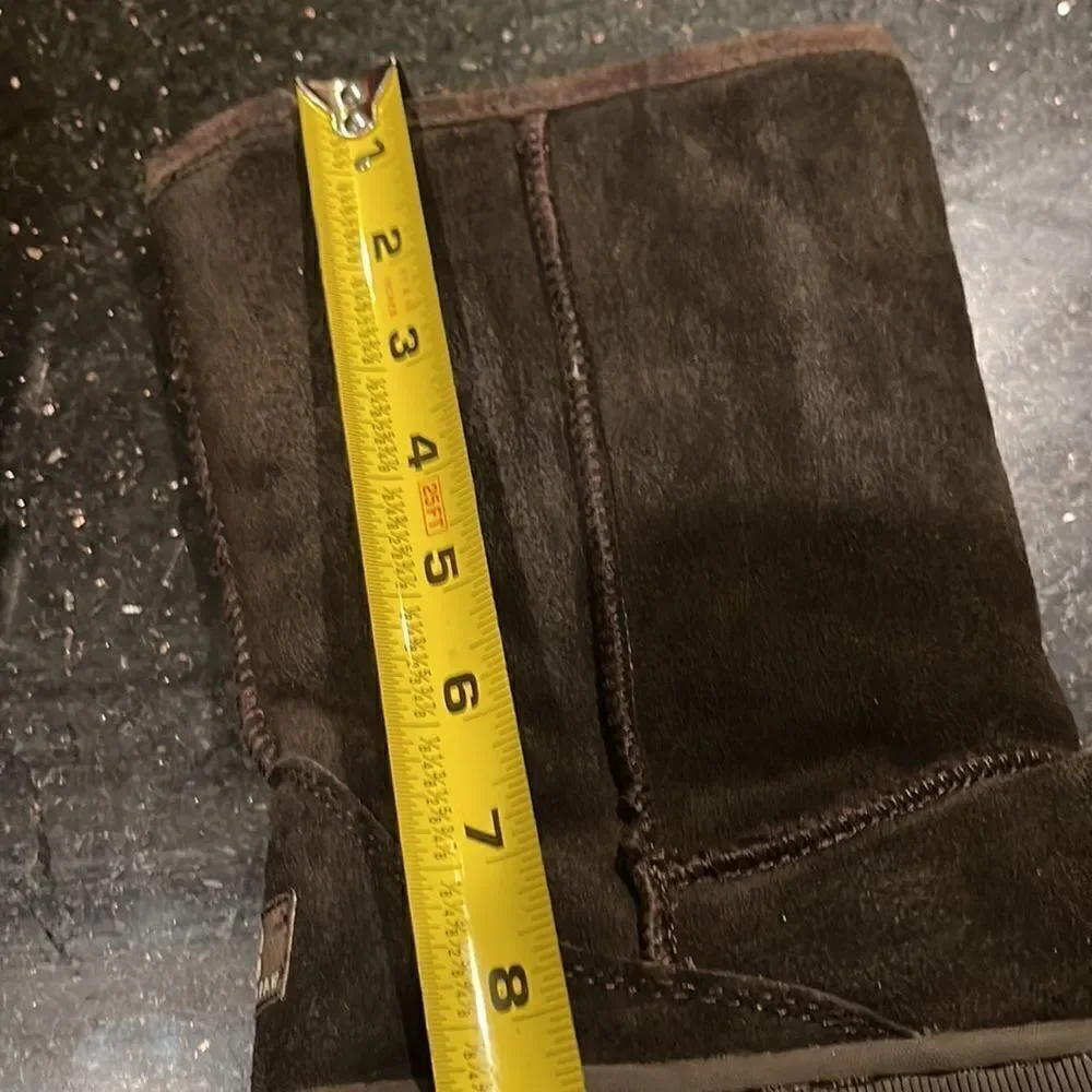 BearPaw dark brown leather side boots with sheep skin / wool fur lining …